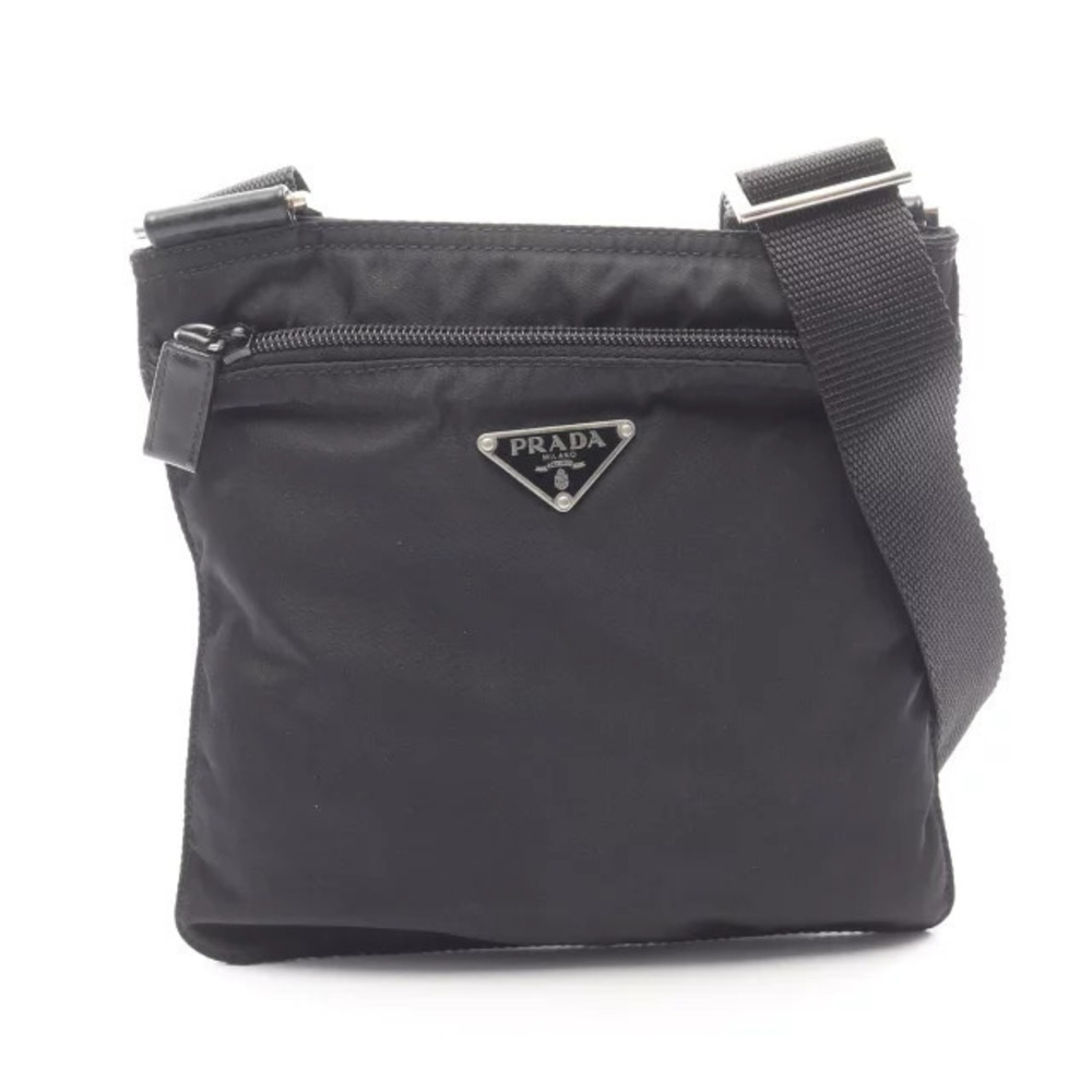 Prada Tessuto Saffiano Shoulder Bag Leather Black